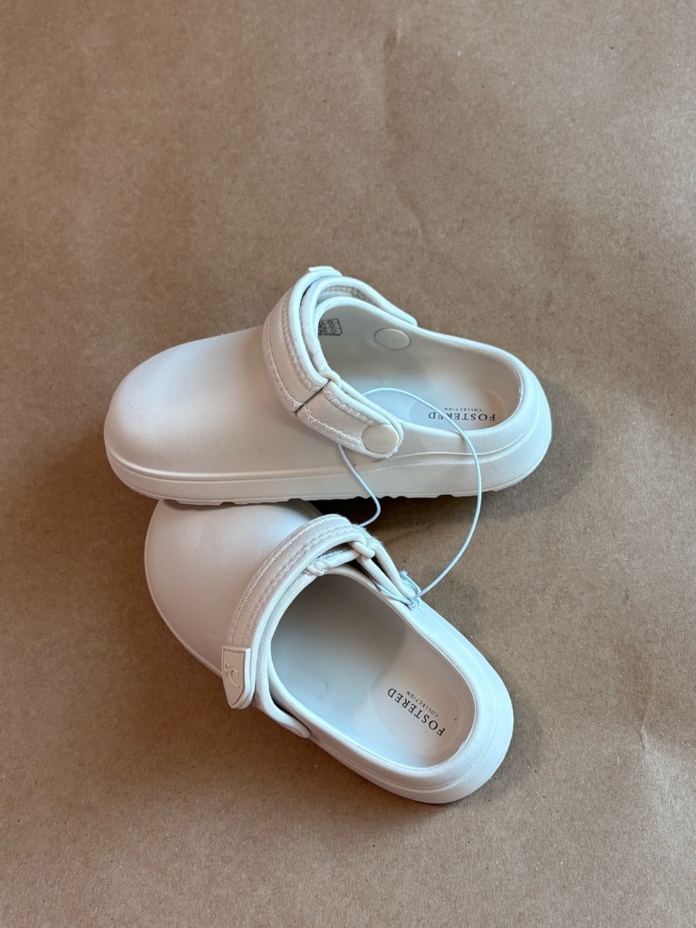Fostered Kids White Slip-On Clogs with Adjustable Heel Strap